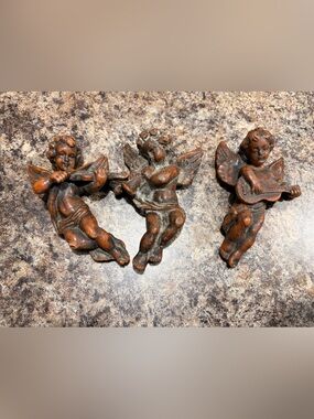 Rustic Brown Cherub Wall Decor Set - Home Wall Decor